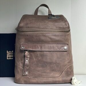Frye Melissa Leather Zip Backpack Gray Retail $358